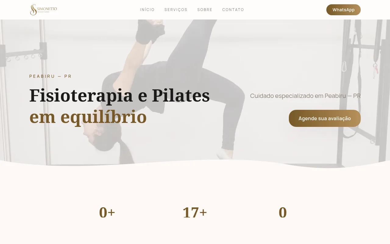 Site da clínica Simonetto — Fisioterapia e Pilates em Peabiru