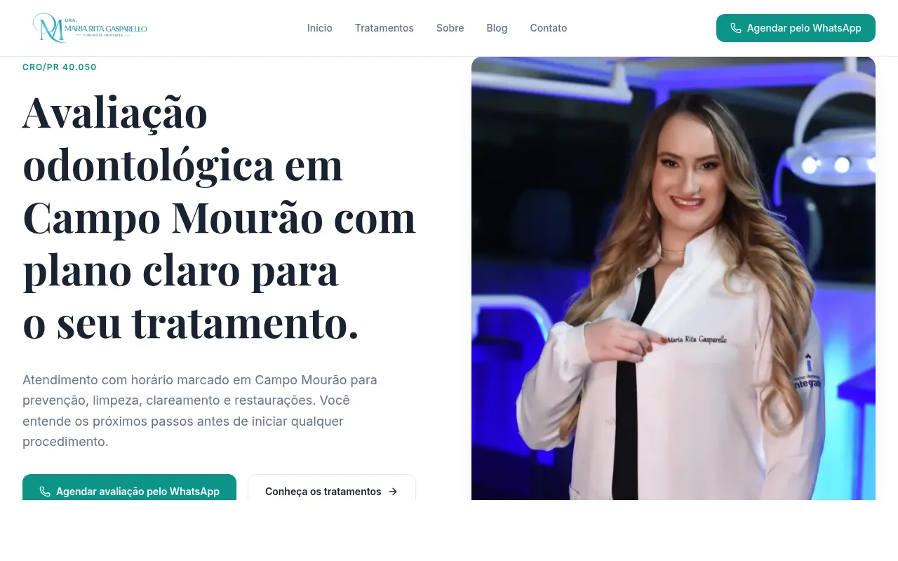 Site da Dra. Maria Rita Gasparello — Dentista em Campo Mourão