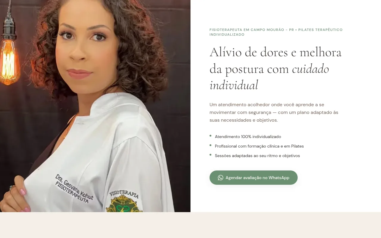 Site da Geovana Kohut — Fisioterapeuta e Pilates em Campo Mourão